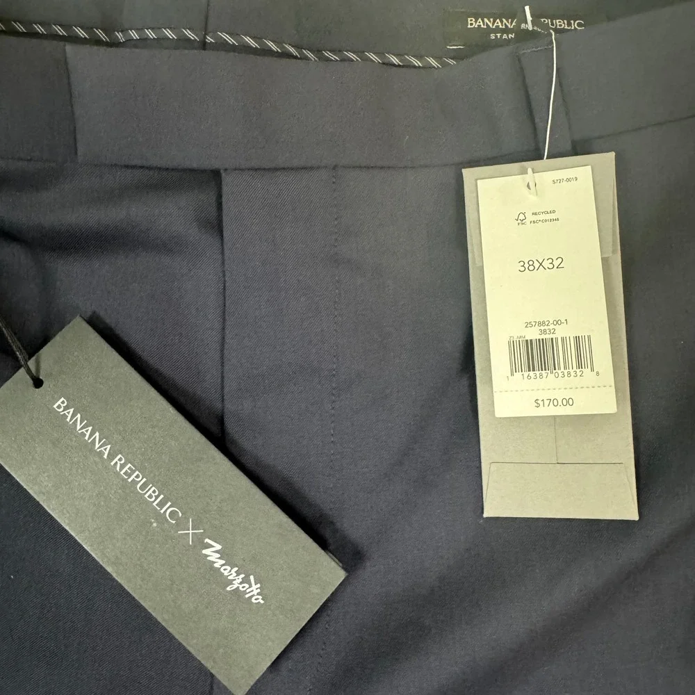 Banana Republic Marzotto Italian Wool Pants Blue 38x32 Standard Fit Super 120s